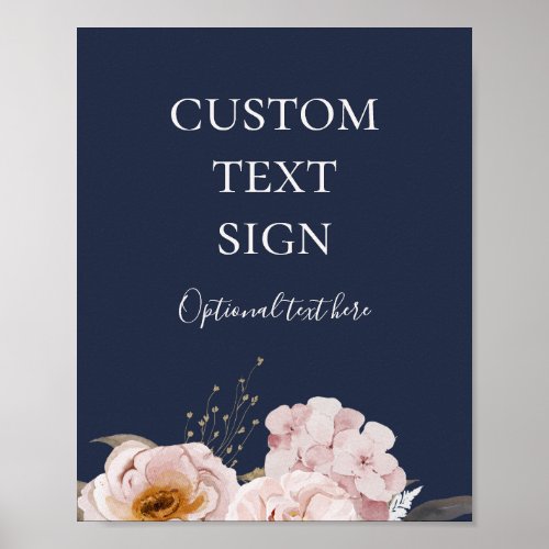 Modern Blush Floral  Navy Cards and Gifts Custom Poster