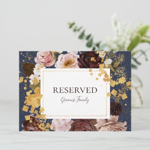 Modern Blush Floral   Navy Reserved Sign