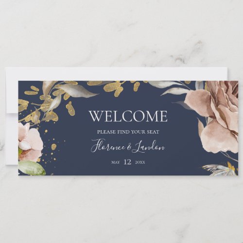 Modern Blush Floral  Navy Seating Chart Header