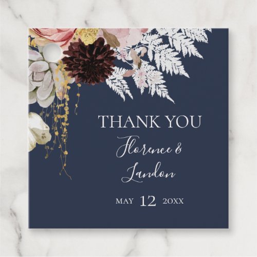 Modern Blush Floral  Navy Thank You Favor Tags