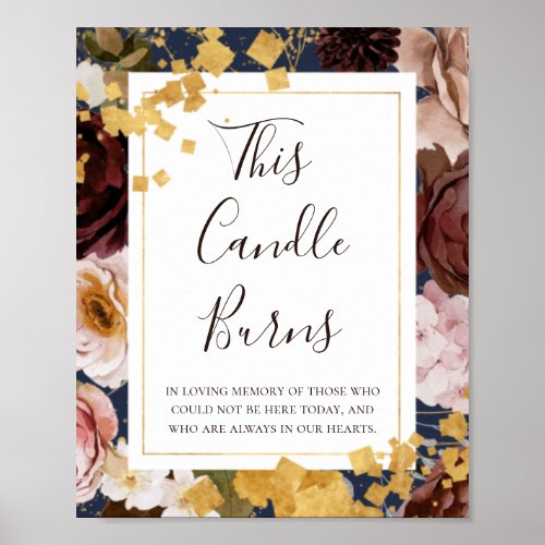 Modern Blush Floral  Navy This Candle Burns Poster