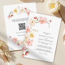 Modern Blush Floral QR Code All In One Wedding