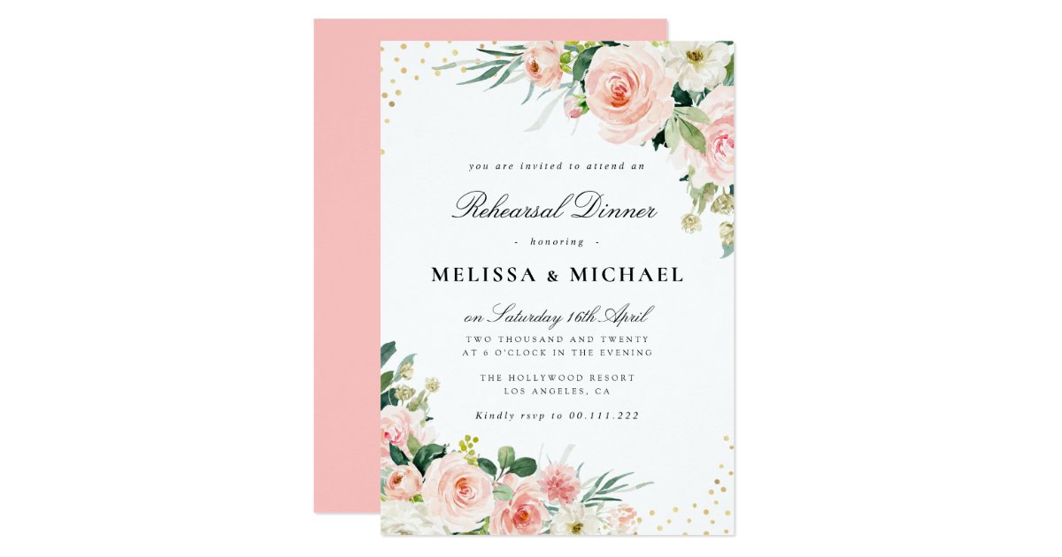 Modern Blush Floral Rehearsal Dinner Invitation Zazzle Com