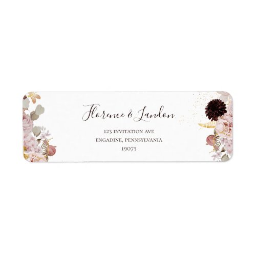 Modern Blush Floral  Return Address Label