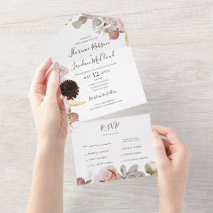 Modern Blush Floral   Seal And Send All In One Invitation