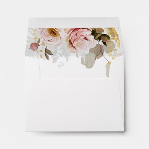 Modern Blush Floral  Self Addressed RSVP Envelope