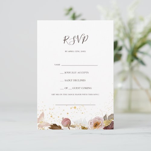 Modern Blush Floral  Song Request RSVP Card