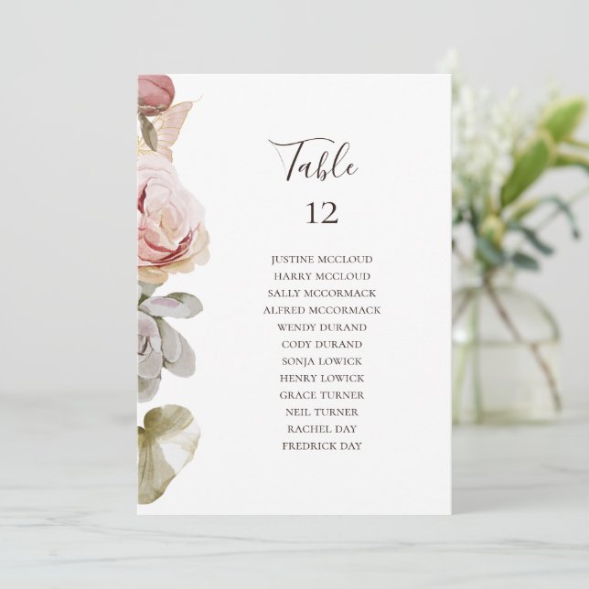 Modern Blush Floral | Table Number Seating Chart (Standing Front)