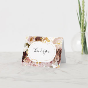 Modern Blush Floral   Thank You Card