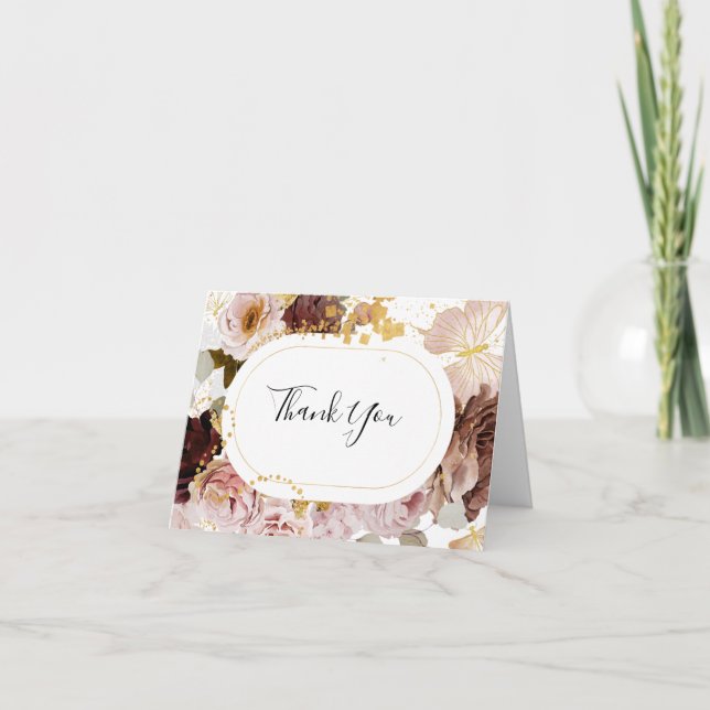 Modern Blush Floral | Thank You Card (Front)