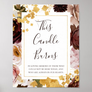 Modern Blush Floral This Candle Burns Sign