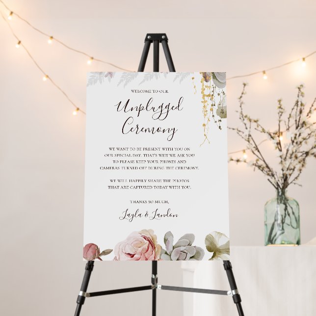 Modern Blush Floral | Unplugged Ceremony Foam Board (In Situ (Stand))