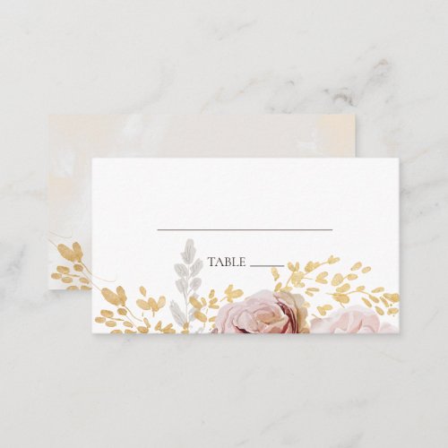 Modern Blush Floral  Watercolor Flat Wedding Place Card
