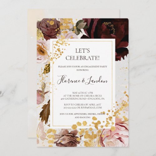 Modern Blush Floral Watercolor Lets Celebrate Invitation