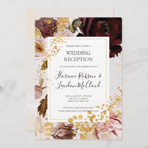 Modern Blush Floral Watercolor Reception Invitation