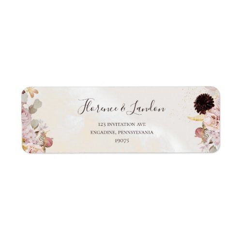 Modern Blush Floral  Watercolor Return Address Label