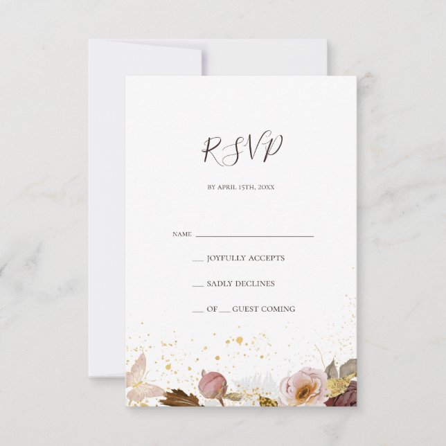 Modern Blush Floral | Watercolor RSVP Card (Front)