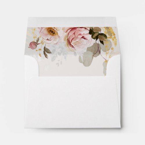 Modern Blush Floral Watercolor Self Addressed RSVP Envelope
