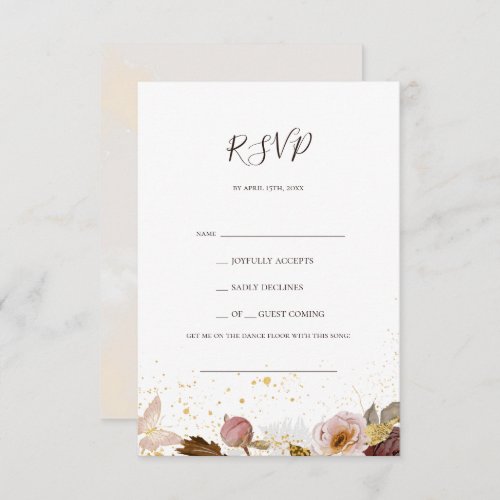Modern Blush Floral  Watercolor Song Request RSVP