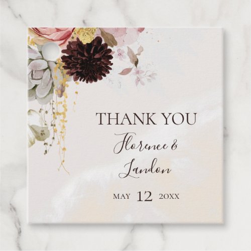 Modern Blush Floral  Watercolor Thank You Favor Tags