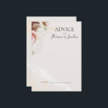 Modern Blush Floral | Watercolor Wedding Advice Card<br><div class="desc">This modern blush floral | watercolor wedding advice card is perfect for your elegant boho luxury rose gold, sage green, blush pink wedding. Design features a gold foil frame or bouquet with rustic red peach spring peony, a classic whimsical watercolor succulent flower, greenery including fern and eucalyptus, with appearances of...</div>
