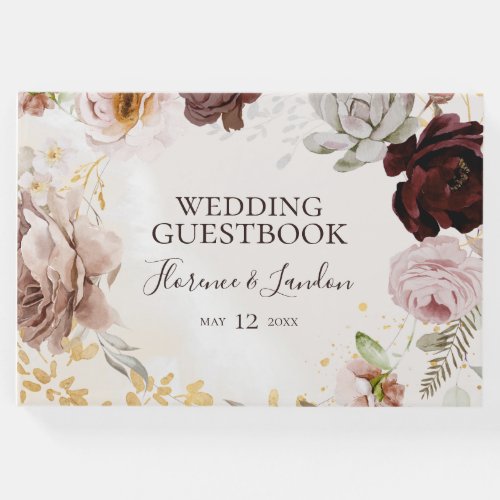 Modern Blush Floral  Watercolor Wedding Guest Book