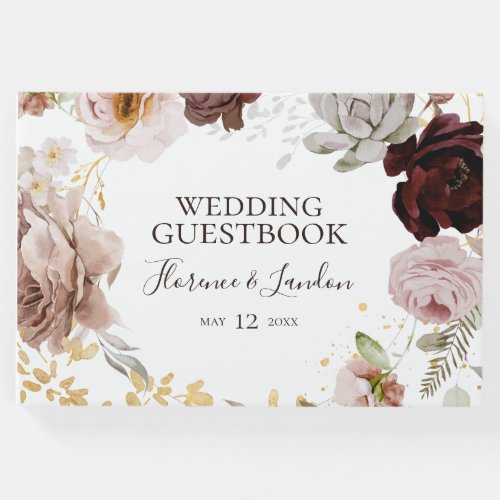 Modern Blush Floral  Wedding Guest Book