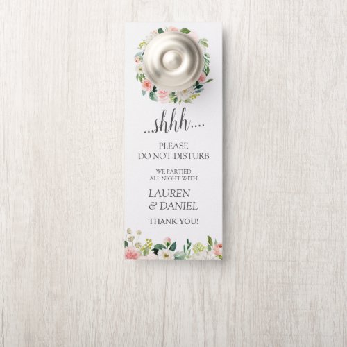 Modern Blush FloraL Wedding Guest Do Not Disturb Door Hanger