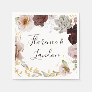 Modern Blush Floral Wedding Napkins