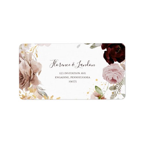 Modern Blush Floral  Wedding RSVP Address Labels