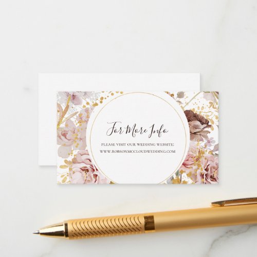 Modern Blush Floral  Wedding Website Enclosure Card