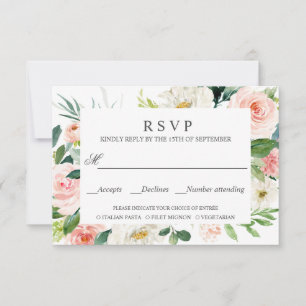 Modern Blush   Frame WEDDING RSVP MEAL CHOICE Card