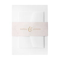 Modern blush glitter rose gold wedding monogram invitation belly band