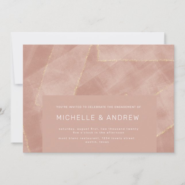 modern blush gold engagement party invitation (Front)