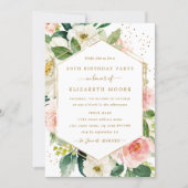 Modern Blush Gold Floral 16th Birthday Invitation (Front)
