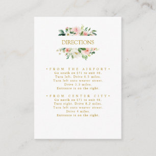 Modern Blush   Gold  Flowers WEDDING Directions Enclosure Card