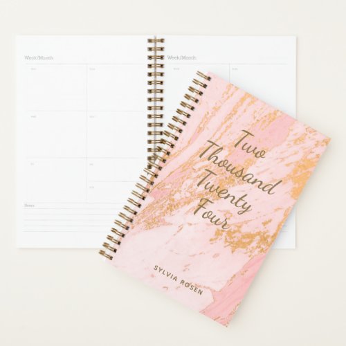 Modern Blush Gold Marble Pattern Girly Name Planner