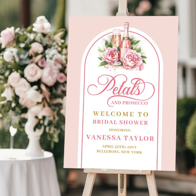 Modern blush gold petals welcome party board (Modern blush gold petals welcome party board)