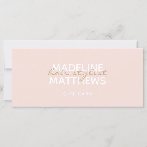 Modern Blush Gold Pink Stylist Gift Certificate