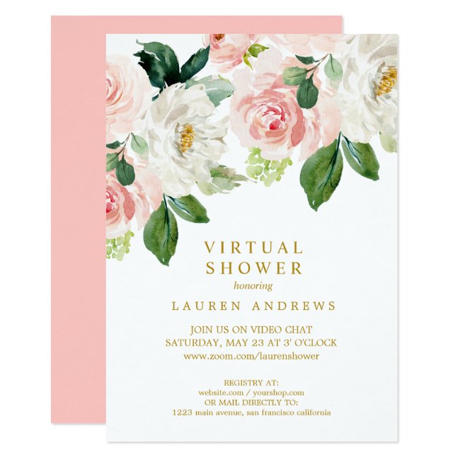Modern Blush Gold Virtual Bridal or Baby Shower Invitation