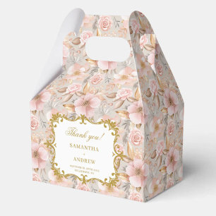 Modern Blush Gold Wedding Favor Box Custom Text