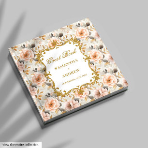 Modern Blush Gold Wedding Guest Book for Signing