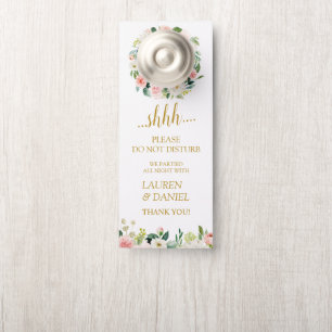 Modern Blush Gold Wedding Guest Do Not Disturb Door Hanger