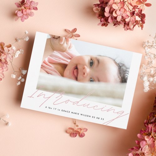 Modern Blush Introducing Hand Written Photo Baby