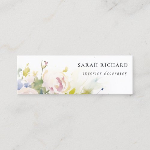 Modern Blush Lilac Watercolor Rose Floral Bunch Mini Business Card