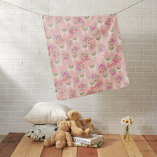 Modern blush llama floral baby blanket