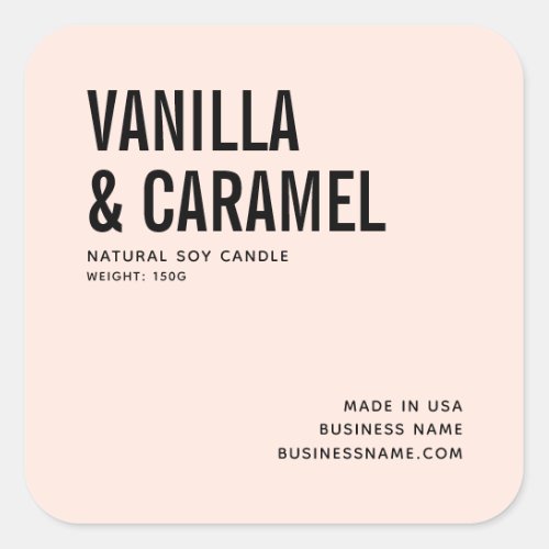 Modern blush minimalist soy candle product label