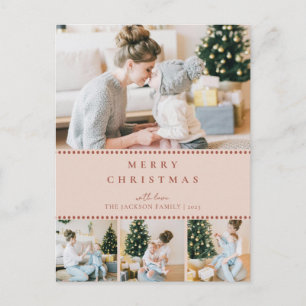 Modern Blush Multi Photo Christmas Holiday Postcard