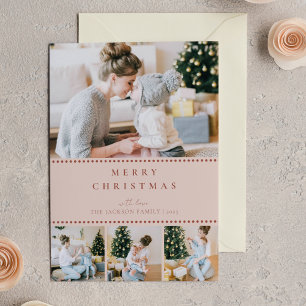Modern Blush Multi Photo Christmas Note Card