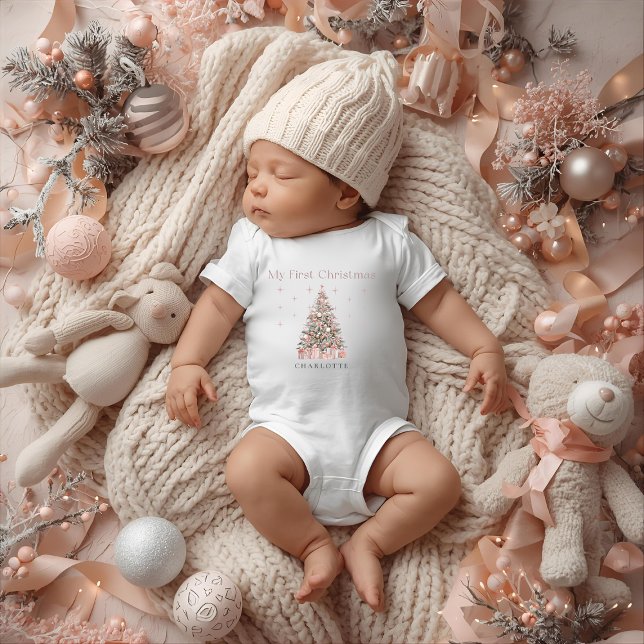 Modern Blush My First Christmas – Personalized Baby Bodysuit (Creator Uploaded)